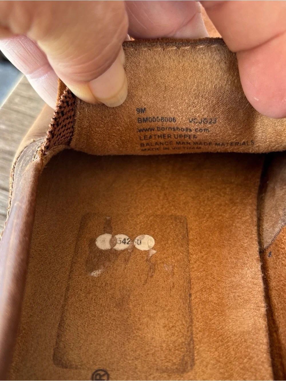 Born Men's 9 Distressed Leather Slip-On Loafers in Cognac Brown